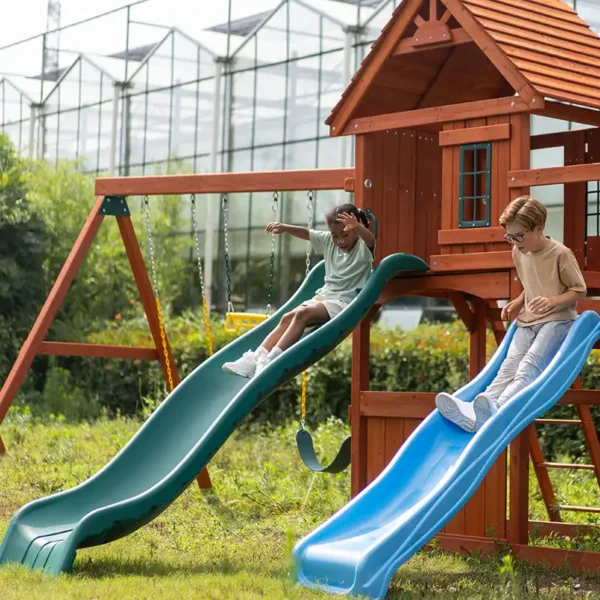 outdoor swing set with slide