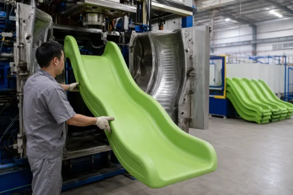 Playground slide guide comparing blow molding vs rotational molding plastic slides