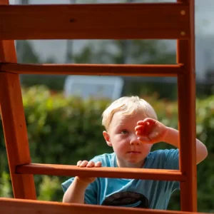 Wooden climbing frame