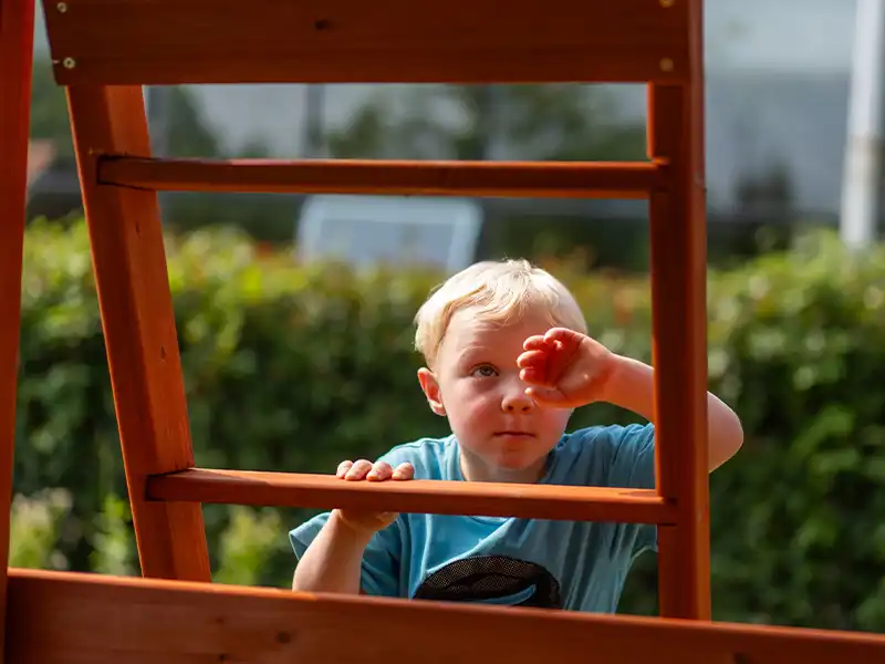 Wooden climbing frame