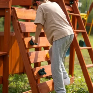 Wooden climbing frame