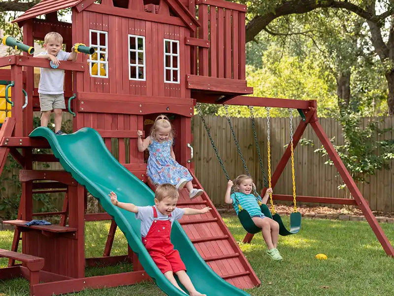 kids wooden swing set