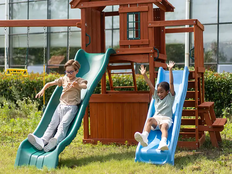 slide and swing set