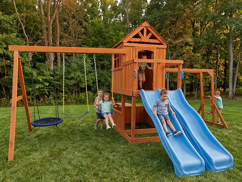 kids slide and swing set
