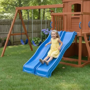 outdoor playhouse with slide