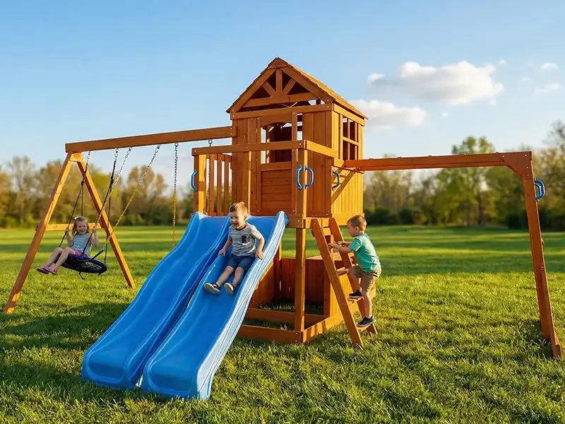 small swing set with slide